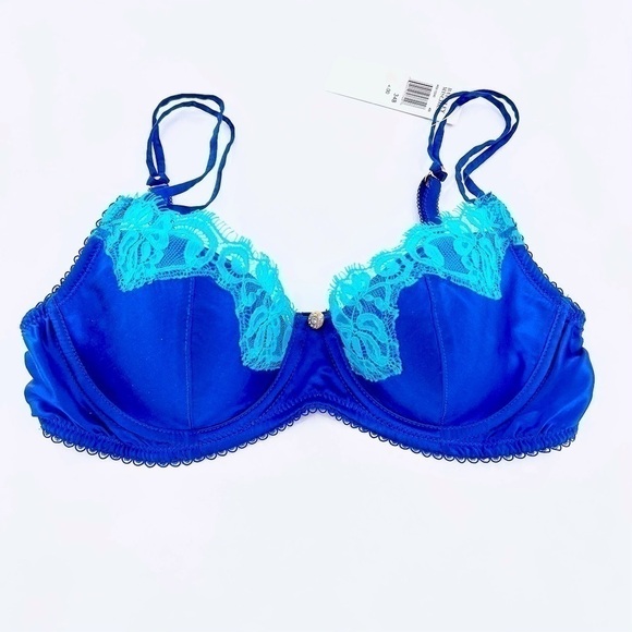 Badgley Mischka EB10240 Silk Contour Bra Royal Blue size 34B NWT - Picture 2 of 9